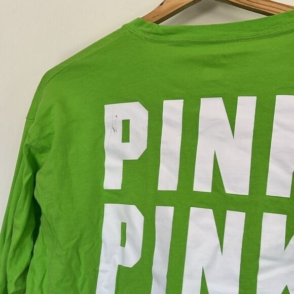 Victoria's Secret Pink Cotton Campus Long Sleeve Crew Neck Color Green Sz Small - Picture 6 of 8